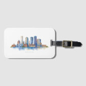 ボストンシティスカイラインウォーターカラー | ボストンモダンMA ラゲッジタグ (正面横)