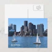 ボストンシティスカイラインセーリングボーツハーバートラベル ポストカード (正面/裏面)