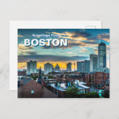 ボストンシティスカイラインポストカードからの挨拶 ポストカード (正面/裏面)