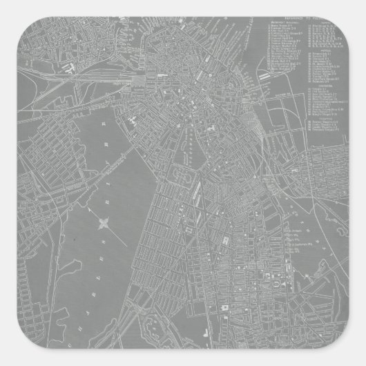 ボストンシティマップのスケッチ スクエアシール (正面)