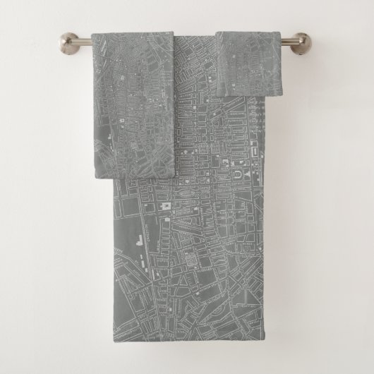 ボストンシティマップのスケッチ バスタオルセット (インサイチュ)