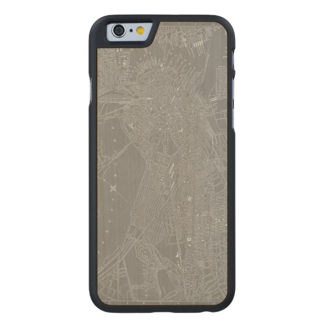 ボストンシティマップのスケッチ CarvedウッドiPhoneケース (裏面)