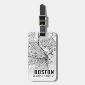 ボストンシティマップトポグラフィ ラゲッジタグ (正面縦)