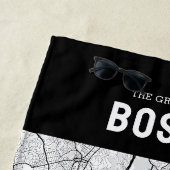 ボストンシティマップ+お客様のカスタム所在地 ビーチタオル (インサイチュ)