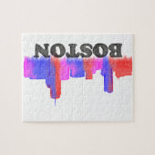 ボストンスカイラインの水彩画 ジグソーパズル (横)