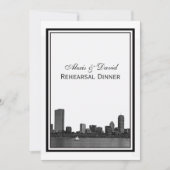 ボストンスカイラインエッチングされたリハーサルディナー 招待状 (正面)