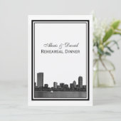 ボストンスカイラインエッチングされたリハーサルディナー 招待状 (スタンド正面)