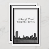 ボストンスカイラインエッチングされたリハーサルディナー 招待状 (正面/裏面)
