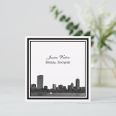 ボストンスカイラインエッチングフレームLブライダルシャワー 招待状 (スタンド正面)