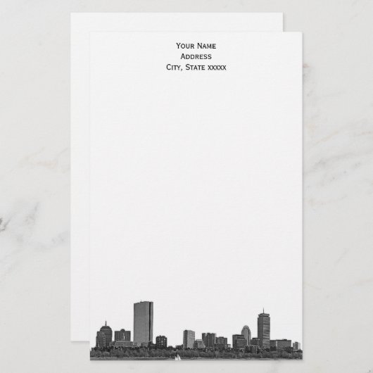 ボストンスカイラインエッチング01文房具 便箋 (正面/裏面)
