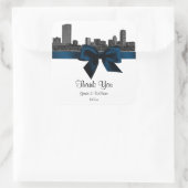 ボストンスカイラインエッチングBWネイビーブルーメッセージカード スクエアシール (バッグ)