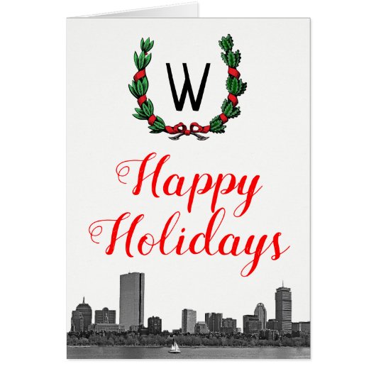 ボストンスカイラインクリスマスリースハッピーホリデイズ (正面)