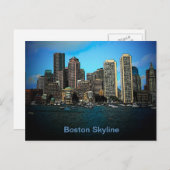 ボストンスカイラインフォトアートスケッチ ポストカード (正面/裏面)