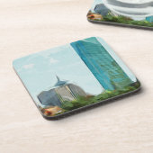 ボストンスカイライン抽象芸術印象派 コースター (左側)