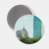 ボストンスカイライン抽象芸術印象派 マグネット (正面/裏面)