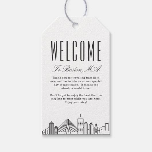 ボストンスカイライン |ウェルカムメッセージギフトラベル ギフトタグ (正面)