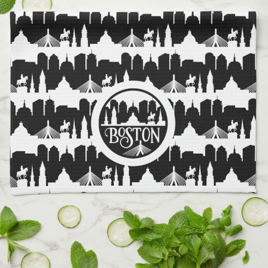 ボストンスカイライン キッチンタオル (折り畳み)