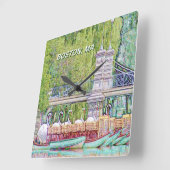 ボストンスワンのボートインペンシル&インクフィルター スクエア壁時計 (傾斜)