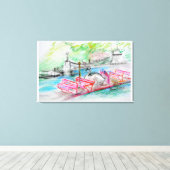 ボストンスワンボートスケッチ キャンバスプリント (インサイチュ (ウッドフロア))