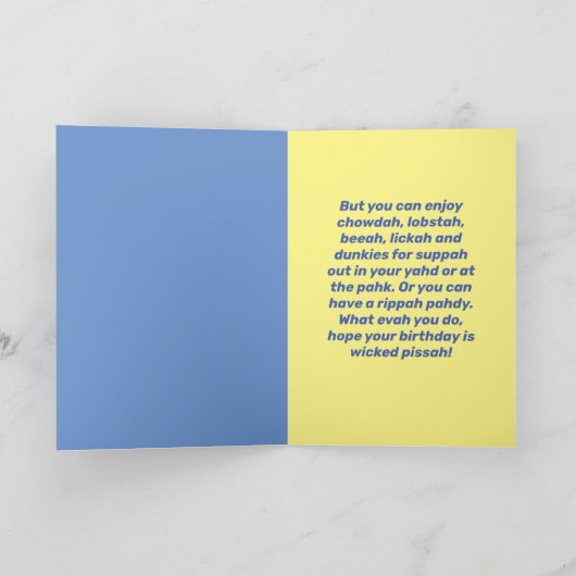 ボストンテおもしろいリアーウィズボストンアクセント誕生日 カード (内部)