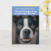 ボストンテおもしろいリアーウィズボストンアクセント誕生日 カード (黄色い花)