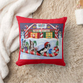 ボストンテラーズキャンディーケーンサンタクリスマス雪だるま クッション (ブランケット)