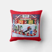 ボストンテラーズキャンディーケーンサンタクリスマス雪だるま クッション (裏面)