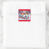 ボストンテラーズキャンディーケーンサンタクリスマス雪だるま スクエアシール (バッグ)