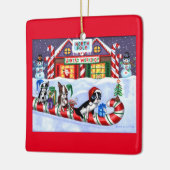 ボストンテラーズキャンディーケーンサンタクリスマス雪だるま セラミックオーナメント (左)