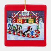 ボストンテラーズキャンディーケーンサンタクリスマス雪だるま セラミックオーナメント (裏面)