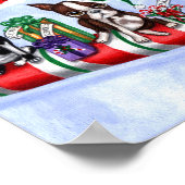 ボストンテラーズキャンディーケーンサンタクリスマス雪だるま ポスター (角)