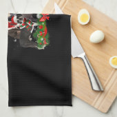 ボストンテリアおもしろいドグクリスマスツリーギフト キッチンタオル (四つ折り)