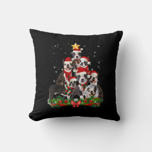 ボストンテリアおもしろいドグクリスマスツリーギフト クッション