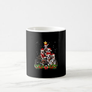 ボストンテリアおもしろいドグクリスマスツリーギフト コーヒーマグカップ