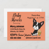 ボストンテリアおもしろいーアイスクリームベビーシャワー インビテーションポストカード (正面/裏面)