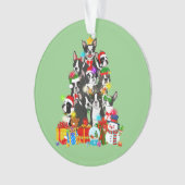 ボストンテリアおもしろいークリスマスツリーライトパピー オーナメント (正面)