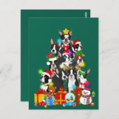 ボストンテリアおもしろいークリスマスツリーライトパピー ポストカード (正面/裏面)