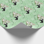 ボストンテリアおよびクリスマスツリー ラッピングペーパー (角)
