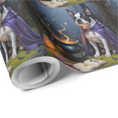 ボストンテリアお洒落ドッグ絵を描ハロウィン ラッピングペーパー (ロールコーナー)