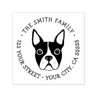 ボストンテリアお洒落フォント差出人住所 セルフインキングスタンプ