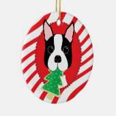 ボストンテリアかわいい犬のオーナメント セラミックオーナメント (右)