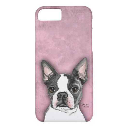 ボストンテリアかわいい犬の携帯電話の箱のピンク Case-Mate iPhoneケース (裏面)