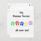 ボストンテリアが私の周りを歩き回る ポストカード (正面/裏面)