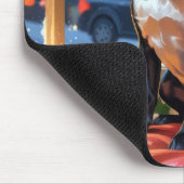 ボストンテリアとクリスマスライトホリデイ マウスパッド (コーナー)