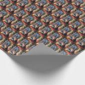 ボストンテリアとクリスマスライトホリデイ ラッピングペーパー (角)