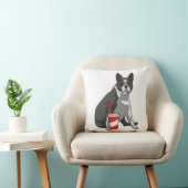 ボストンテリアとドリンク クッション (椅子)