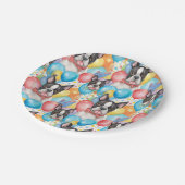 ボストンテリアとバルーン ペーパープレート (アングル)