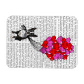 ボストンテリアとバルーン マグネット (横)