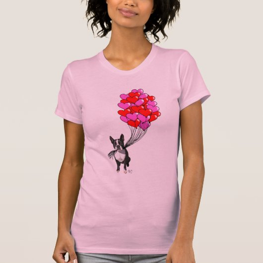 ボストンテリアとバルーン Tシャツ (正面)
