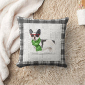 ボストンテリアとプレイドクリスマスドッグスロピロ クッション (ブランケット)